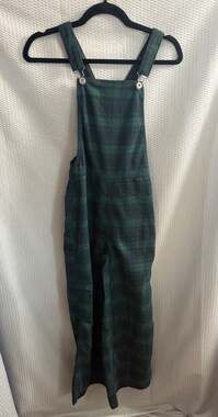 Arizona Jean Co Green and Black Plaid Jumpsuit Overalls XS
